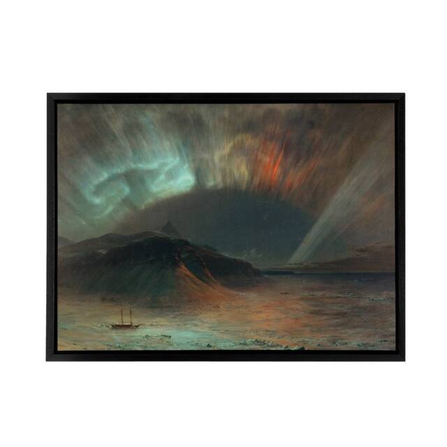 "Artery8 Frederic Church Aurora Borealis Seascape Framed Canvas Wall Art Print - Size: W12"" x H16""" - image 1