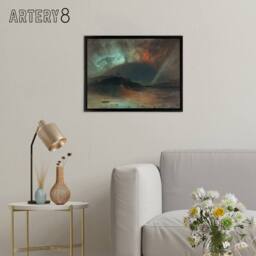 "Artery8 Frederic Church Aurora Borealis Seascape Framed Canvas Wall Art Print - Size: W12"" x H16""" - thumbnail 3