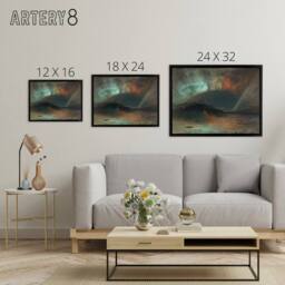 "Artery8 Frederic Church Aurora Borealis Seascape Framed Canvas Wall Art Print - Size: W12"" x H16""" - thumbnail 4