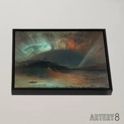 "Artery8 Frederic Church Aurora Borealis Seascape Framed Canvas Wall Art Print - Size: W12"" x H16""" - thumbnail 2