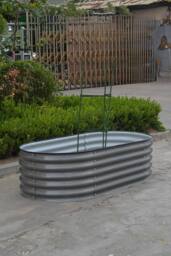 Living and Home Outdoor Galvanized Steel Raised Garden Bed with Trellis in Grey - Size: Medium - thumbnail 2