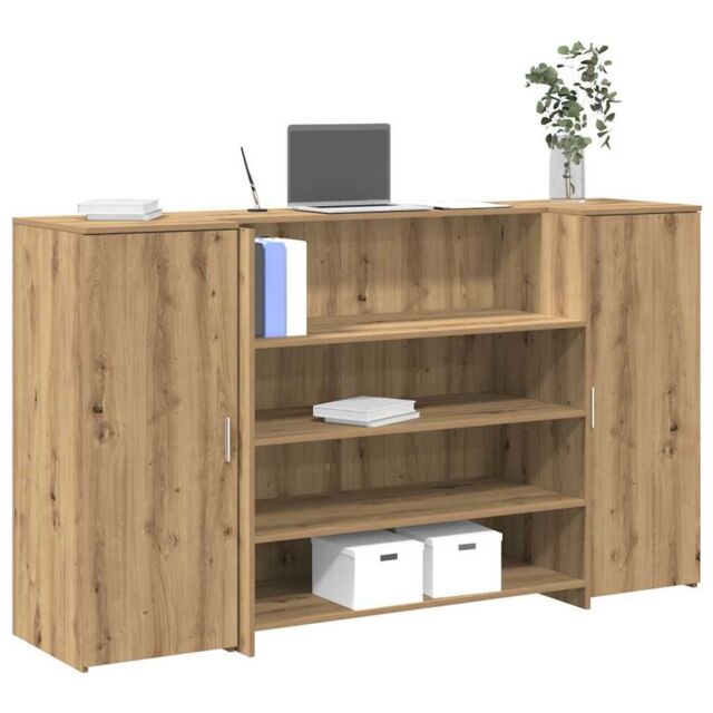 Berkfield Home Reception Desk Artisan Oak 180x50x103.5 cm Engineered Wood in Brown - image 1