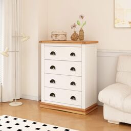 Cabinet Bits Tropea 4 Drawer Chest of Drawers Brass Cup Handle in Off-White