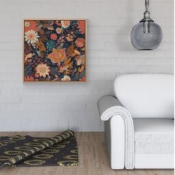 Warren Reed - Designer Boho Chic Flower Framed Canvas in Light Brown - Size: w10 inch x h10 inch - thumbnail 2
