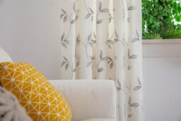 Luxury Living Leaf Embroidered Tulle Voile Curtains Pencil Pleat in Silver - Size: 147 cm width x 137 cm drop - thumbnail 5