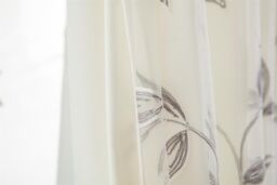 Luxury Living Leaf Embroidered Tulle Voile Curtains Pencil Pleat in Silver - Size: 147 cm width x 137 cm drop - thumbnail 4