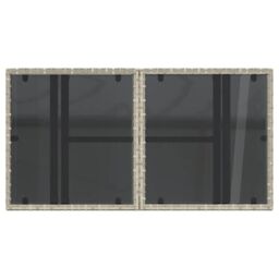 Berkfield Home Garden Table with Glass Top Light Grey 100x55x73 cm Poly Rattan - Size: 100 x 55 x 73 cm - thumbnail 9