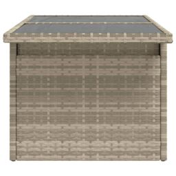Berkfield Home Garden Table with Glass Top Light Grey 100x55x73 cm Poly Rattan - Size: 100 x 55 x 73 cm - thumbnail 6