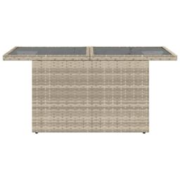 Berkfield Home Garden Table with Glass Top Light Grey 100x55x73 cm Poly Rattan - Size: 100 x 55 x 73 cm - thumbnail 5