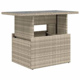 Berkfield Home Garden Table with Glass Top Light Grey 100x55x73 cm Poly Rattan - Size: 100 x 55 x 73 cm - thumbnail 2