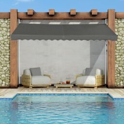 Costway 4M Telescopic Canopy Retractable Adjustable Outdoor Clamp Awning Sun Shelter in Grey - thumbnail 2