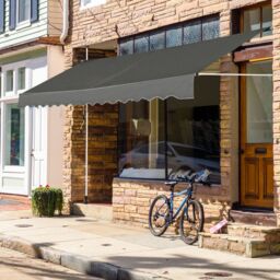 Costway 4M Telescopic Canopy Retractable Adjustable Outdoor Clamp Awning Sun Shelter in Grey - thumbnail 6