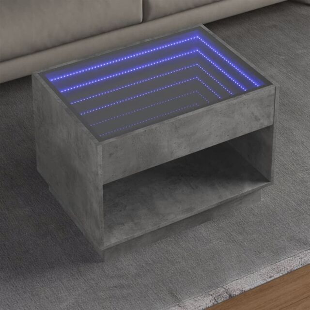 Berkfield Home Coffee Table with Infinity LED Concrete Grey 70x50x50 cm - Size: 70 x 50 x 50 cm - image 1