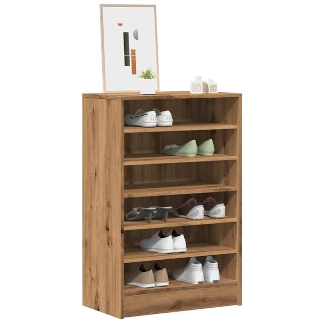 Berkfield Home Shoe Cabinet Artisan Oak 60x35x92 cm Engineered Wood in Brown - Size: 60 x 35 x 92 cm - image 1