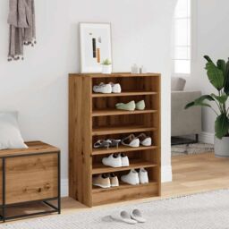 Berkfield Home Shoe Cabinet Artisan Oak 60x35x92 cm Engineered Wood in Brown - Size: 60 x 35 x 92 cm - thumbnail 3