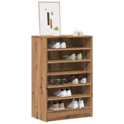 Berkfield Home Shoe Cabinet Artisan Oak 60x35x92 cm Engineered Wood in Brown - Size: 60 x 35 x 92 cm - thumbnail 1
