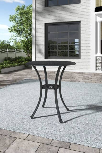 Garden Sanctuary Outdoor Garden Cast Aluminum Round Dining Table in Black