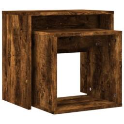 Berkfield Home Nesting Coffee Tables 2 pcs Smoked Oak Engineered Wood in Brown - thumbnail 7
