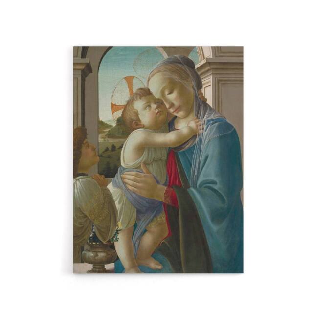 "Artery8 Virgin & Child an Angel Botticelli Vintage Canvas Wall Art - Size: W18"" x H24""" - image 1