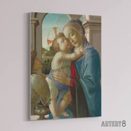 "Artery8 Virgin & Child an Angel Botticelli Vintage Canvas Wall Art - Size: W18"" x H24""" - thumbnail 2