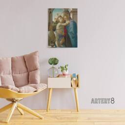 "Artery8 Virgin & Child an Angel Botticelli Vintage Canvas Wall Art - Size: W18"" x H24""" - thumbnail 3