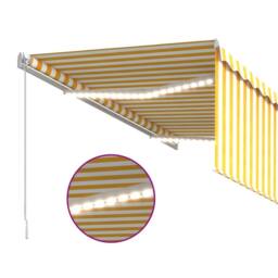 Berkfield Home Manual Retractable Awning with Blind&LED 3x2.5m Yellow&White in Yellow - thumbnail 5