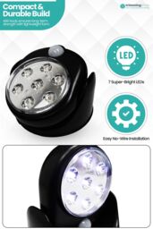 Neel Blue 7 LED Lights Motion Sensor Activated Cordless Dummy CCTV Camera in Black - thumbnail 4