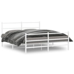 Berkfield Home Metal Bed Frame without Mattress with Footboard¬†White 150x200cm in White - Size: 150x200 cm - thumbnail 1