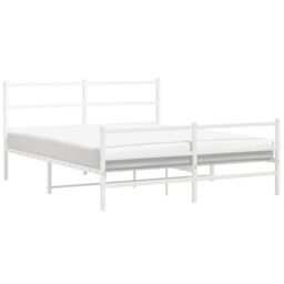 Berkfield Home Metal Bed Frame without Mattress with Footboard¬†White 150x200cm in White - Size: 150x200 cm - thumbnail 4
