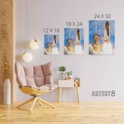 "Artery8 NASA Space Shuttle Discovery Rocket Launch Canvas Wall Art Print in Blue - Size: W18"" x H24""" - thumbnail 4