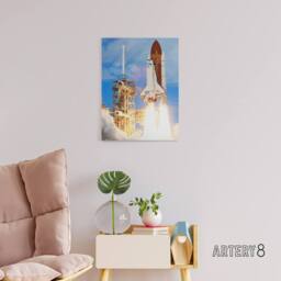 "Artery8 NASA Space Shuttle Discovery Rocket Launch Canvas Wall Art Print in Blue - Size: W18"" x H24""" - thumbnail 3