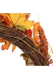 Living and Home Artificial Maple Leaf Acorn Harvest Wreath with LED Lights in Orange - thumbnail 6