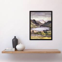 Artery8 Paul Nash Framed Wall Art Print Thirlmere Watercolour Landscape - Size: A4 - thumbnail 2
