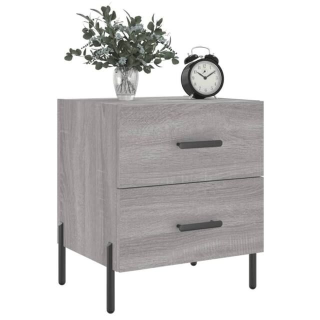 Berkfield Home Modern Bedside Cabinet Grey Sonoma 40x35x47.5 cm Engineered Wood - image 1