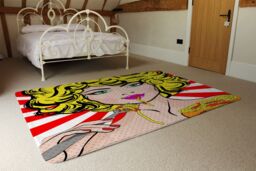 Benjamin Tate Design Pop Art Young Woman Eating Spaghetti Designer Rug in Natural - Size: Large - thumbnail 3