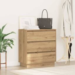 Berkfield Home Bedside Cabinet with LED Artisan Oak 71x34, 5x75 cm Engineered Wood in Brown - thumbnail 4