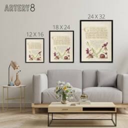 "Artery8 Gillyflower Fly Mayfly & Snail Calligraphy Framed Canvas Wall Art in Beige - Size: W12"" x H16""" - thumbnail 4