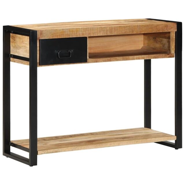 Berkfield Home Console Table 100x35x75 cm Solid Rough Wood Mango in Brown - Size: 100 x 35 x 75 cm - image 1