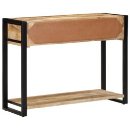 Berkfield Home Console Table 100x35x75 cm Solid Rough Wood Mango in Brown - Size: 100 x 35 x 75 cm - thumbnail 5