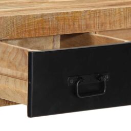 Berkfield Home Console Table 100x35x75 cm Solid Rough Wood Mango in Brown - Size: 100 x 35 x 75 cm - thumbnail 7