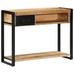 Berkfield Home Console Table 100x35x75 cm Solid Rough Wood Mango in Brown - Size: 100 x 35 x 75 cm - thumbnail 1