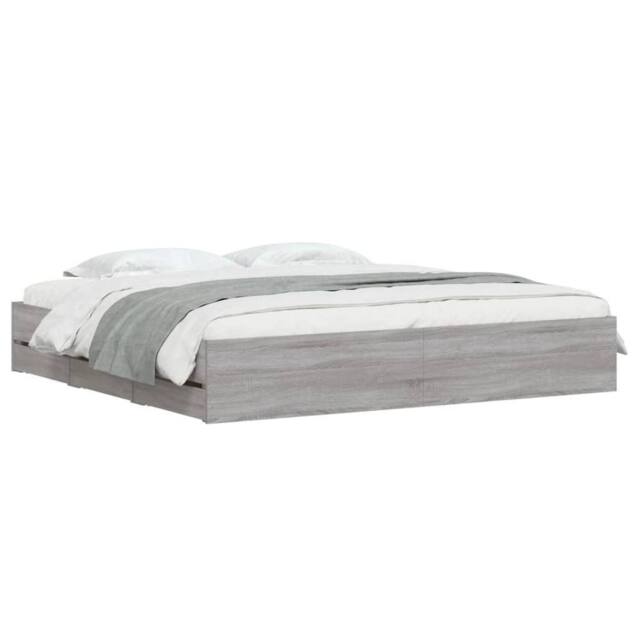 Berkfield Home Modern Bed Frame with Drawers without Mattress Grey Sonoma 160x200 cm - image 1