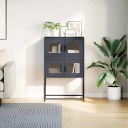 Berkfield Home Highboard Anthracite 68x39x107 cm Steel in Black - Size: 68 x 39 x 107 cm - thumbnail 4