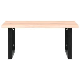 Berkfield Home Basin Shelf Wall Mounted Steel & Solid Wood Oak in Light Oak - thumbnail 4