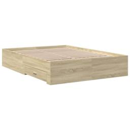 Berkfield Home Bed Frame with Drawers without Mattress Sonoma Oak 140x190 cm in Brown - thumbnail 6