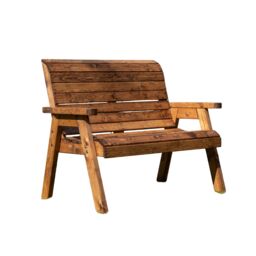 Samuel Alexander Charles Taylor Hand Made Traditional 3 Seater Chunky Rustic Wooden Garden Bench Furniture in Red - thumbnail 6