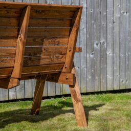 Samuel Alexander Charles Taylor Hand Made Traditional 3 Seater Chunky Rustic Wooden Garden Bench Furniture in Red - thumbnail 5