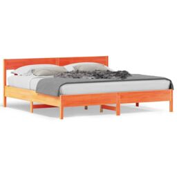 Berkfield Home Bed Frame without Mattress Wax Brown 180x200 cm Super King Solid Wood Pine - thumbnail 2