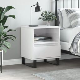 Berkfield Home Bedside Cabinet High Gloss White 40x35x50 cm Engineered Wood - Size: 40 x 35 x 50 cm - thumbnail 1