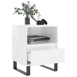 Berkfield Home Bedside Cabinet High Gloss White 40x35x50 cm Engineered Wood - Size: 40 x 35 x 50 cm - thumbnail 4